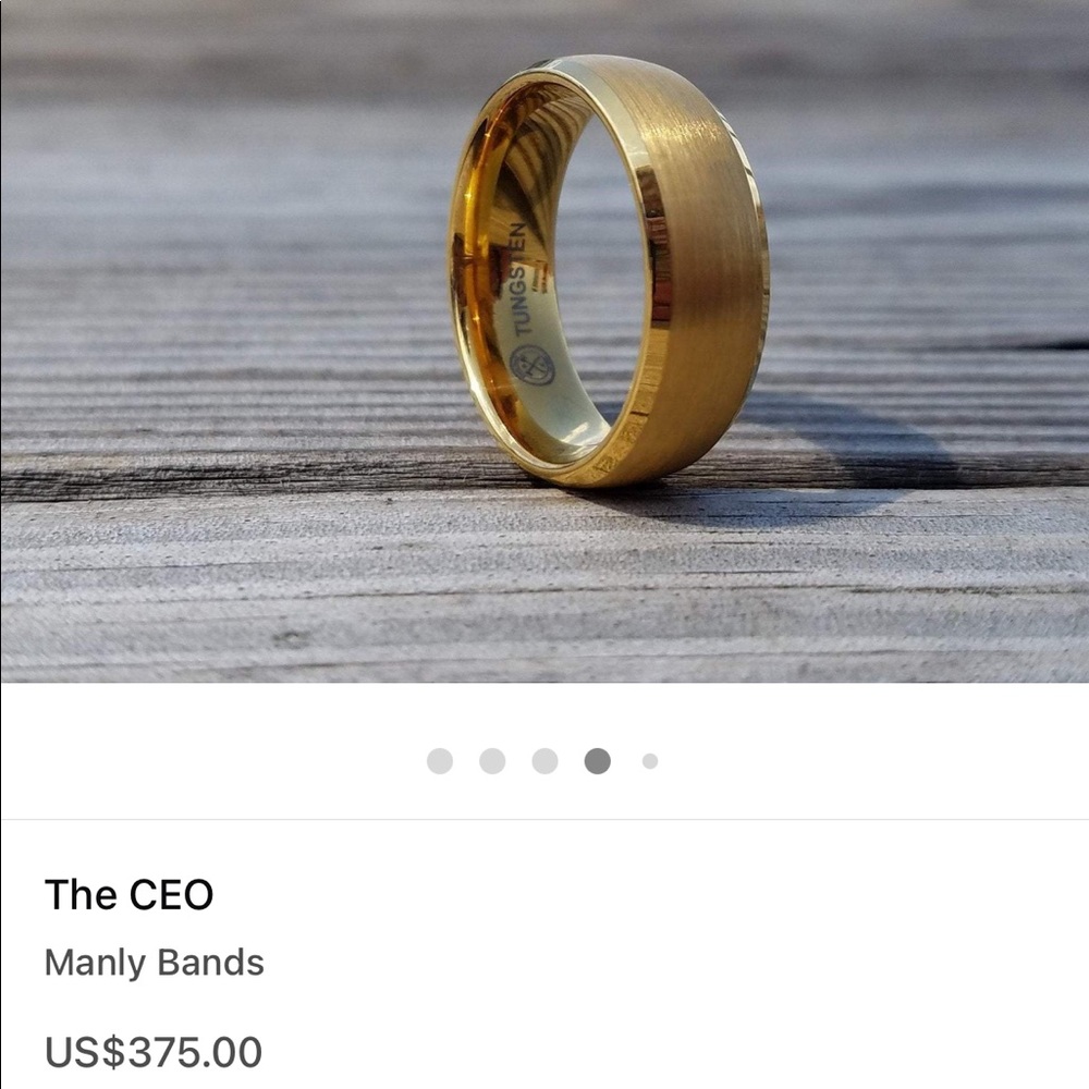Men’s wedding band (brand new). Size 10, 8 mm width. 14k gold plated tungsten.